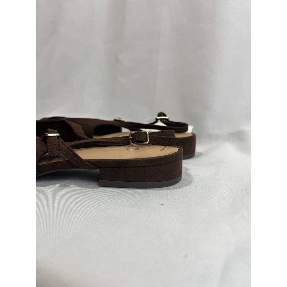 A New Day Womens Brown Pointed Toe Slingback Flats Multi Strap Buckle Size 6 NWT - Picture 3 of 6